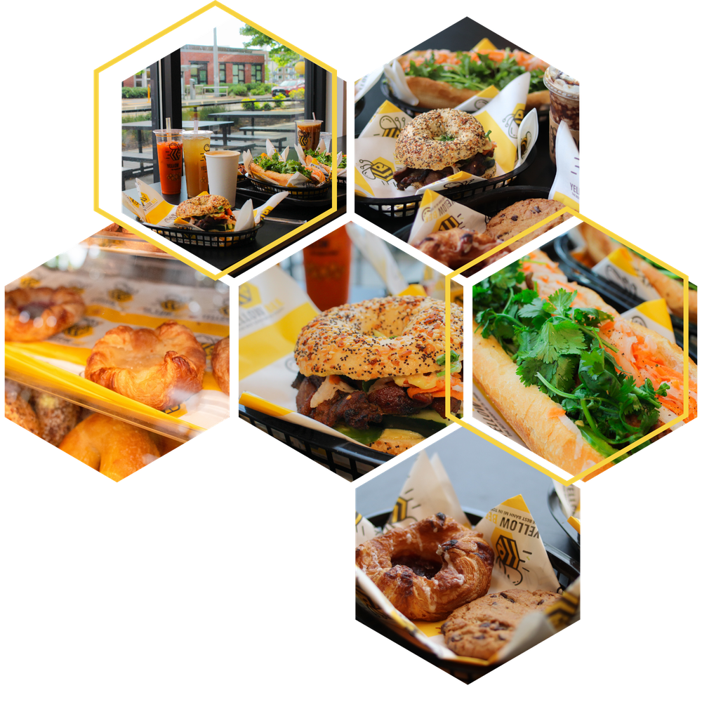 Yellow Bee Honeycomb Collage